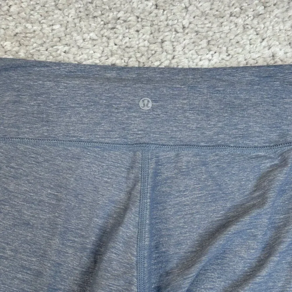 Lululemon Wunder Under Crop Legging Heathered Denim Blue 10 FLAW